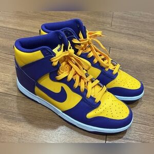 Nike Purple and Yellow High-Top Sneakers